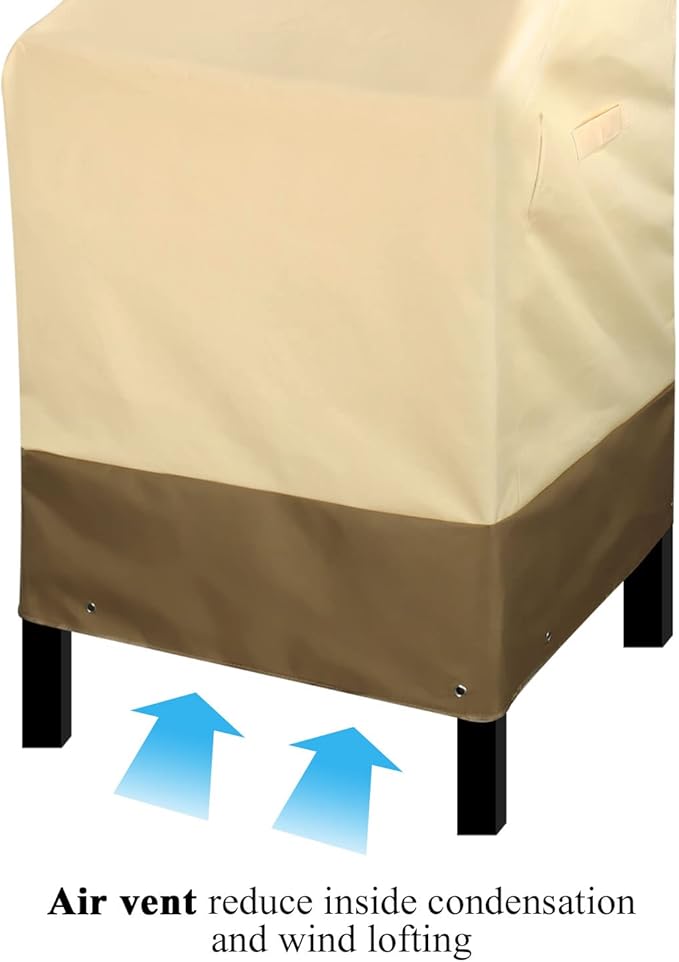 RosieLily High Back Patio Chair Covers Waterproof Heavy Duty Stackable Outdoor Bar Stool Cover Patio Furniture Covers Outside Lounge Deep Seat Covers, High Back-2 Pack Beige