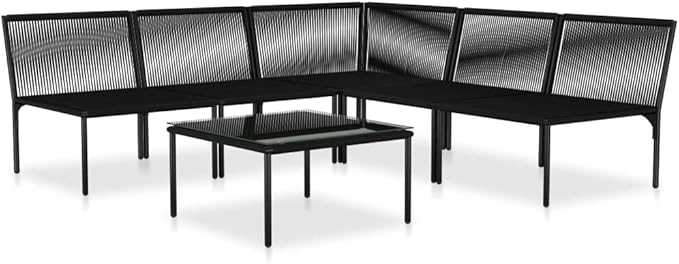 6 Piece Patio Lounge Set with Cushions,Outdoor Patio Furniture,Outdoor Dining Chairs,Outdoor Sectional Sofa,Outdoor Seating,Conversation Furniture,for Porch,Garden,Backyard, Black PVC