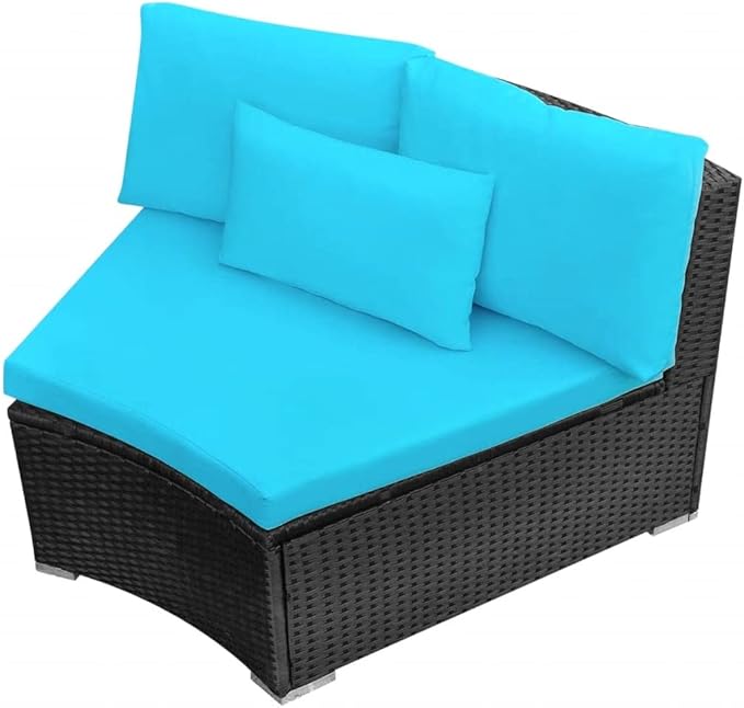13 Piece Patio Lounge Set with Cushions,Garden Outdoor Seating Patio Sofa Set Conversation Patio Furniture Suitable for Garden Balcony Backyard Porch Lawn Poly Rattan Blue