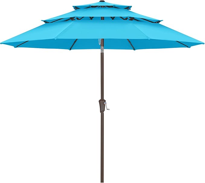 ABCCANOPY 11Ft 3 Tiers Market Umbrella, Outdoor Table Umbrella for for Patio, Deck, Backyard (Turquoise)