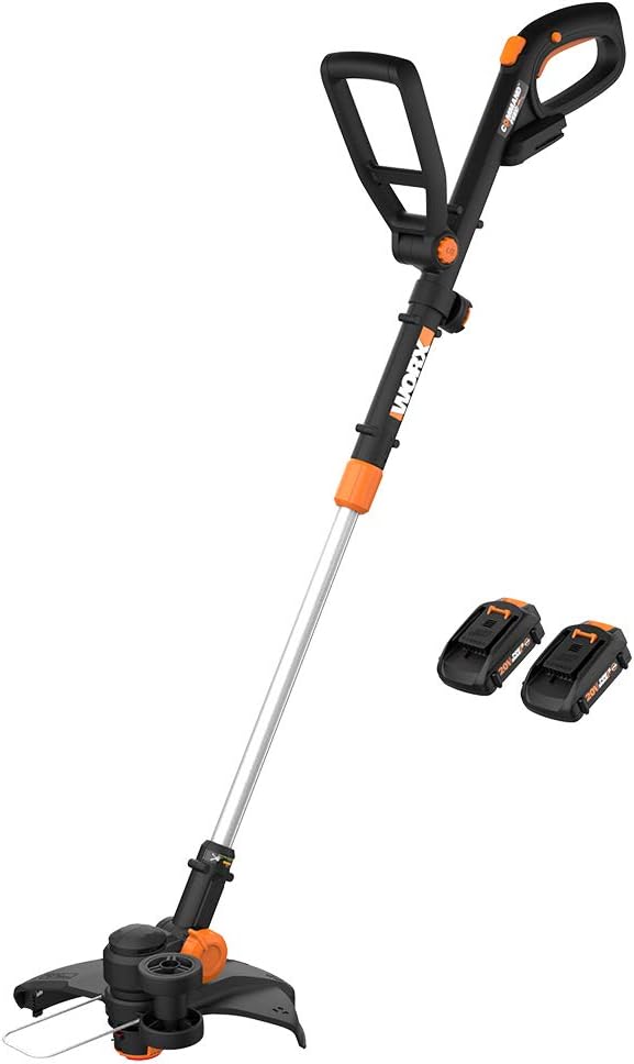 Worx String Trimmer/Edger/Lawn Mower 3-in-1 Grass Trimmer GT Revolution 20V 12" (2 Batteries & Charger Included) WG170 and WORX WA0047 4-Pack String Trimmer Replacement Line, Orange