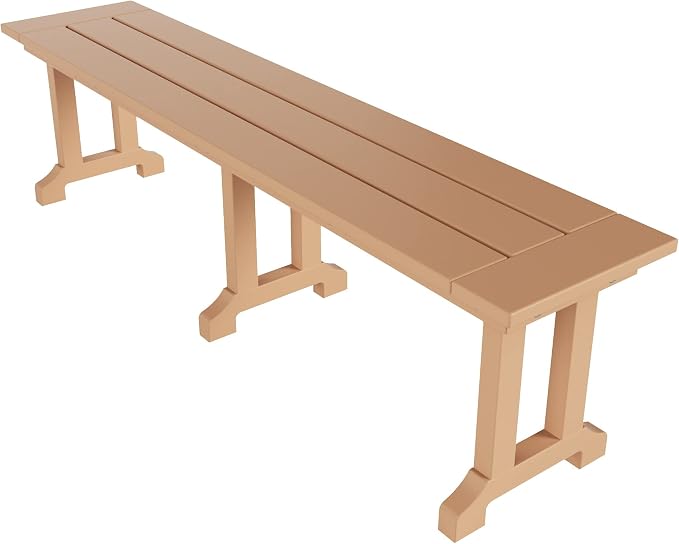 WO Home Furniture Adirondack Patio Dining Chair Table Bench Set of 6 PCS Rectangle Dinner Table Dining Arm-Chairs (Teak)