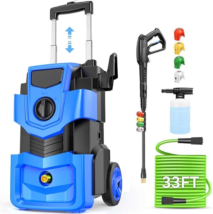 5000 PSI Professional Electric Pressure Washer,4.0 GPM Heavy Duty Power Washer with 4 Nozzles,Foam Cannon,33FT Hose and 500ml Soap Bottle for Home/Cars(Blue)