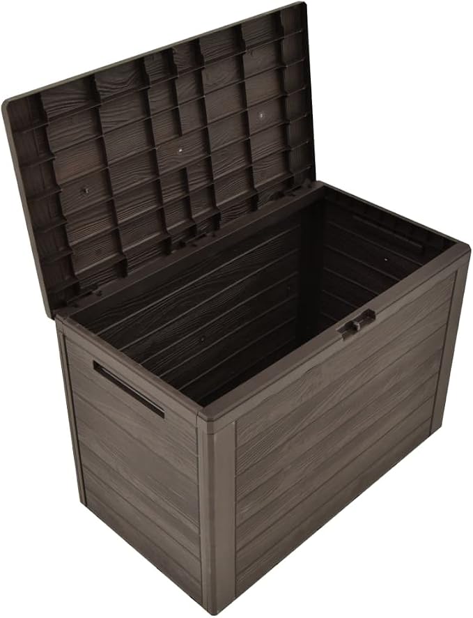 Storage Box Brown Polypropylene Garden Tool Box Outdoor Storage Chest for Deck Garden 30.7 x 17.3 x 21.7 in