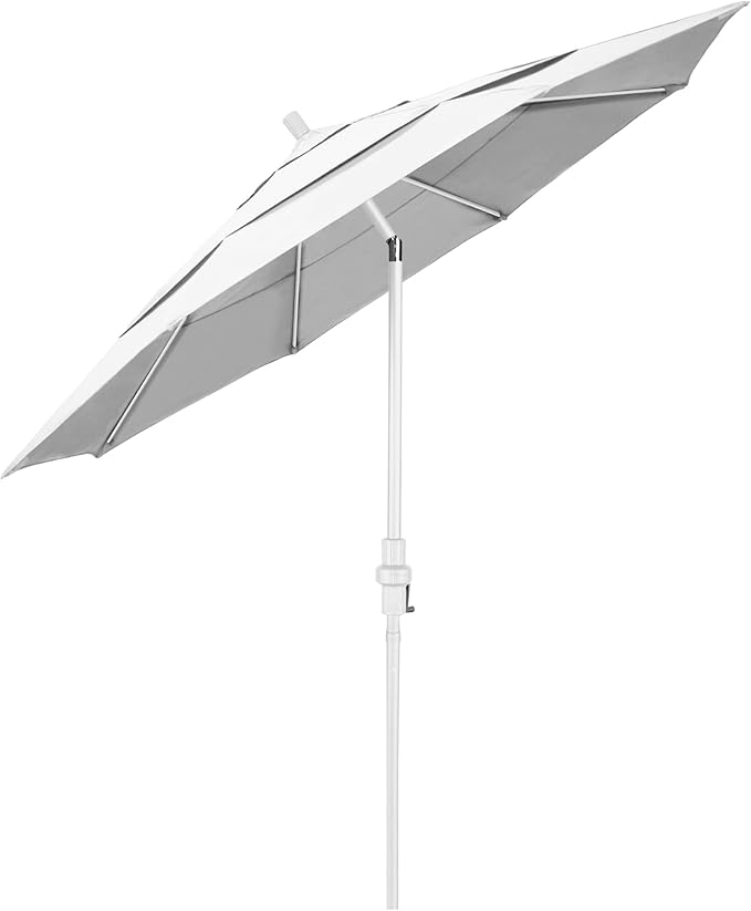 California Umbrella 11' Round Fiberglass Rib Market Umbrella, Crank Lift, Collar Tilt, Natural, White Pole (GSCUF118170-SA04-DWV)