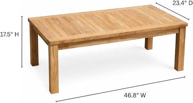 Hives & Honey Pavilion Outdoor Teak Coffee Table, Solid Grade-A Teak Wood, Weather-Resistant Patio Table for Deck, Garden, Poolside