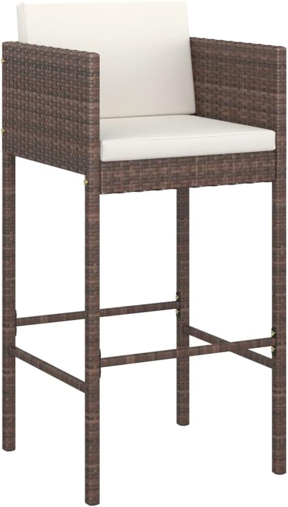 Patio Bar Set with Cushions,Outdoor Table and Chairs Set,Terrace Conversation Set Furniture,Outdoor Furniture,for Garden,Backyard,5 Piece Poly Rattan Brown
