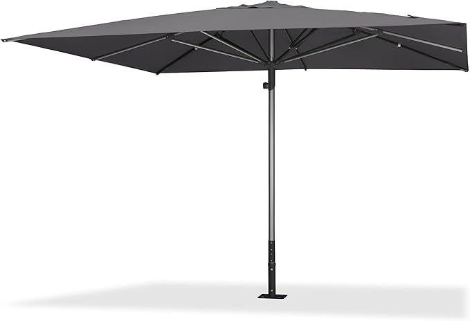 PURPLE LEAF 11 X 11 FT Commercial Square Patio Market Table Sun Umbrella Heavy Duty Semi-Auto Open Reinforced Aluminum Frame for Hotel Restaurant Cafe Poolside Outdoor Dining Garden Business Use Grey