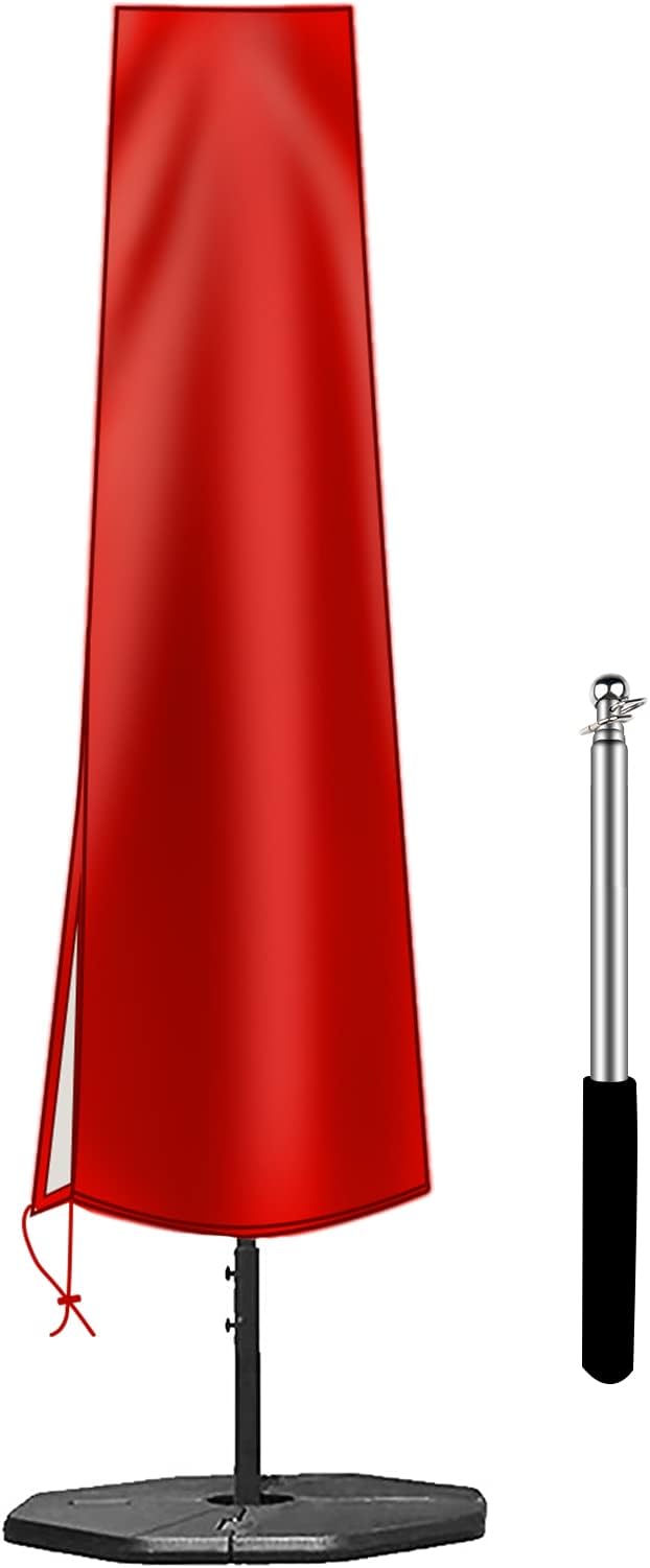 OKPOW Umbrella Cover 420D Oxford Fabric Patio Umbrella Covers Waterproof with Zip, for 9ft to 12ft Garden Outdoor Umbrella(Red)