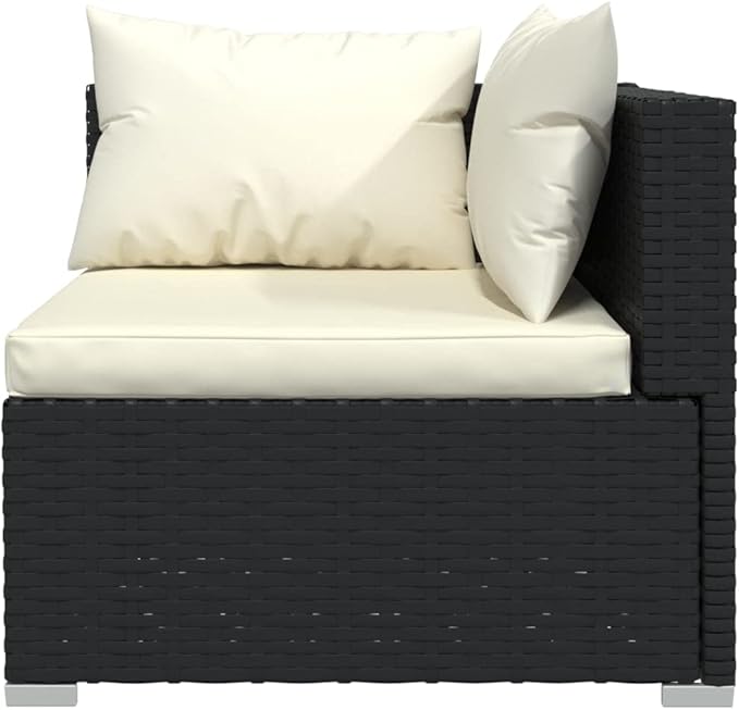 6 Piece Patio Lounge Set with Cushions, Sectional Sofa Front Porch Furniture Outdoor Dining Sets Patio Conversation Set for Poolside Exhibition Negotiation Area Piazza Poly Rattan Black