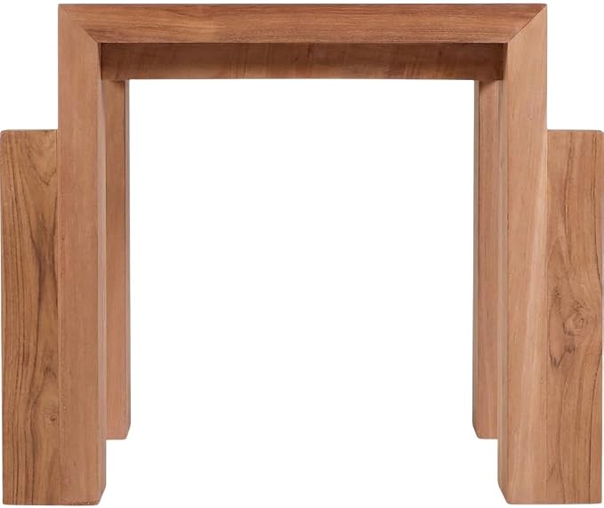 Green Teak Outdoor End Table, Weather-Resistant Finish, Sturdy Construction, Contemporary Design, Perfect for Patio and Garden