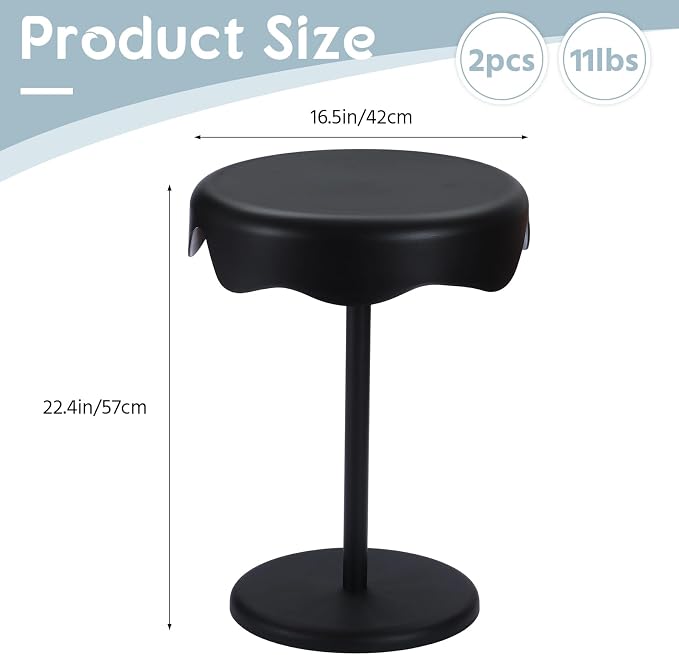 Geelin 2 Pcs Outdoor Side Table 16.5 Inch Black Round Plastic End Table Removable Weatherproof Modern Desk for Outside Patio Snacks Home Office Backyard Pool