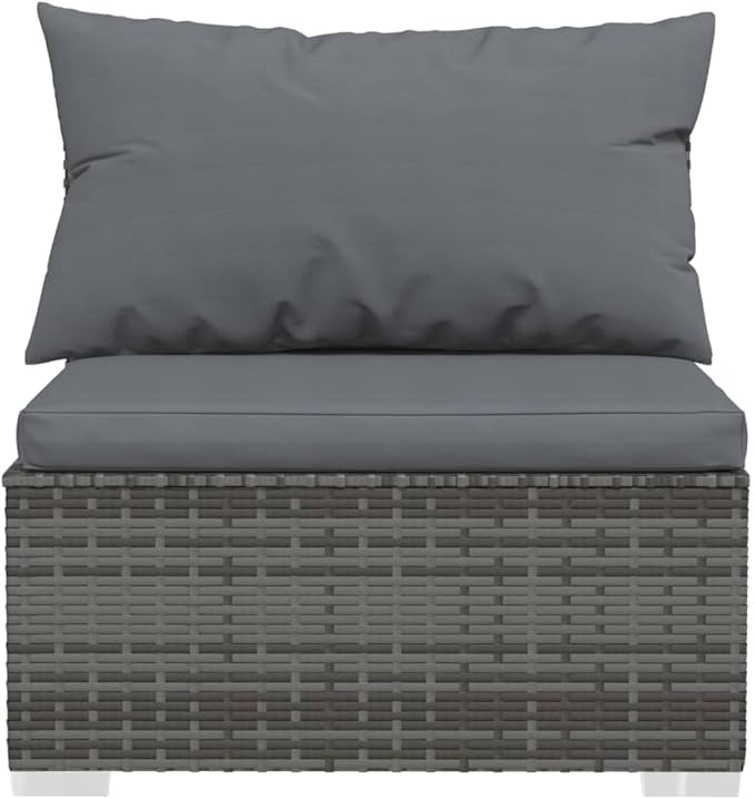 6 Piece Patio Lounge Set with Cushion, Outdoor Patio Sectional Patio Lounge Set Piece Patio Set Furniture Conversation Sets s Poly Rattan Gray