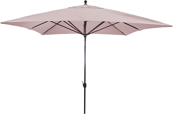 Galtech Deluxe Auto Tilt Market Umbrella, 10ft - Outdoor Patio, Deck, Pool, Backyard Stand Alone Umbrella - Square, Heavy Duty w/Bronze Frame & Sunbrella Fabric (Beige)