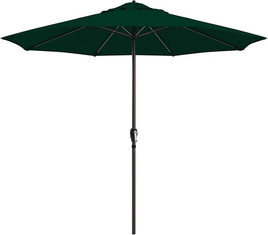 California Umbrella 12-Year Protection 9-Ft Outdoor Patio Umbrella, Sunbrella Fade-Resistant Fabric, Auto-Tilt, Heavy Duty Aluminum Frame, 8 Reinforced Ribs for Pool or Deck, Bronze Pole, Forest Green