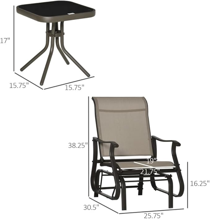 Outdoor Chairs Set Bistro Set 3 Pieces Patio Conversation Set Furniture Set for Balcony Chairs and Table, Bistro Set, Outdoor Furniture Set with Porch Chairs and Coffee Table for Deck Garden Poolside