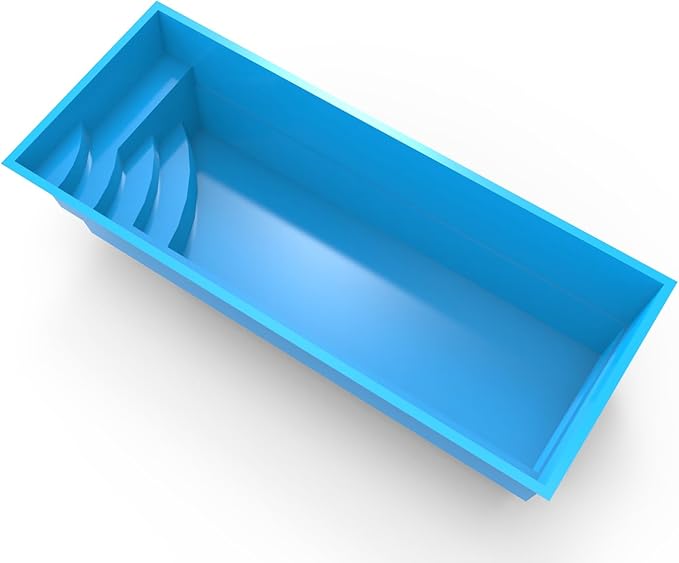 Above Ground & Inground Dual Purpose Fiberglass Swimming Pool Shell, Outdoor Swimming Pools for Backyard, Rectangular Family Swimming Pool (212.6 inches Rectangular)