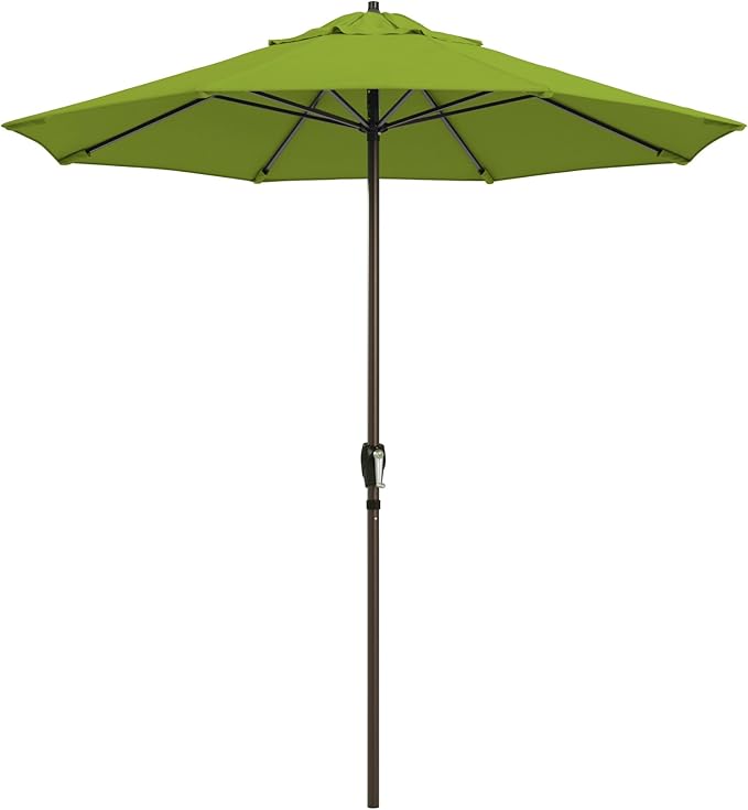 California Umbrella 12-Year Protection 7.5-Ft Outdoor Patio Umbrella, Sunbrella Fade-Resistant Fabric, Auto-Tilt, Heavy Duty Aluminum Frame, 8 Reinforced Ribs for Pool or Deck, Bronze Pole, Macaw