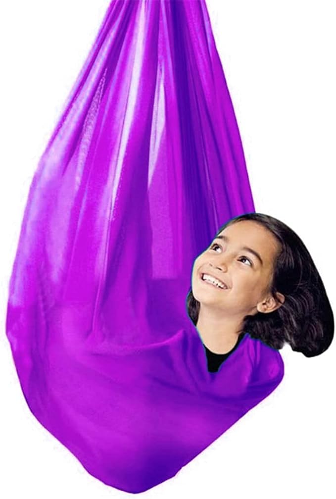 Sensory Swing for adults kids Indoor outdoor Therapy Swing Calming Snuggle Hammock durable soft strong fabric swing Great for Sensory Integration stimulation ( Color : Dark purple , Size : 1.5M x 2.8M