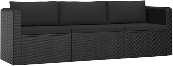 Patio Furniture Set,Outdoor Sectional Furniture Set,Outdoor Dining Set Sectional Sofa Patio Conversation Set,3 Piece Patio Sofa Set with Cushions Poly Rattan Black