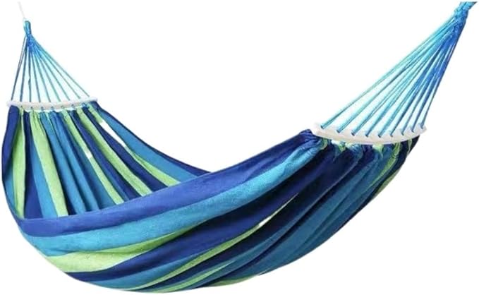 Camping Hammock Bed Portable Hammock Outdoor Garden Home Swing Canvas Stripe Hang Bed for Camping Hammock Swing (Color : D)