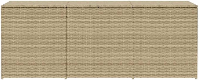 Mix Beige Poly Rattan Patio Storage Box with Waterproof Bag, 259.9 Gal Garden Storage Box for Cushions and Pillows, Powder-Coated Steel Frame with Gas Springs