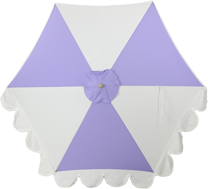 Tempera 9ft Purple Scalloped Patio Umbrellas Outdoor Table Umbrellas with Fade Resistant Canopy, 8 Sturdy Rids, Elegant Vintage Umbrellas for Lawn, Pool, Deck, Balcony