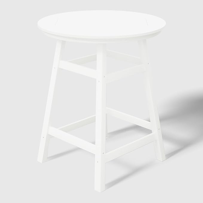 WestinTrends Outdoor 35" HDPE Round Patio Counter Height Bar Table, White