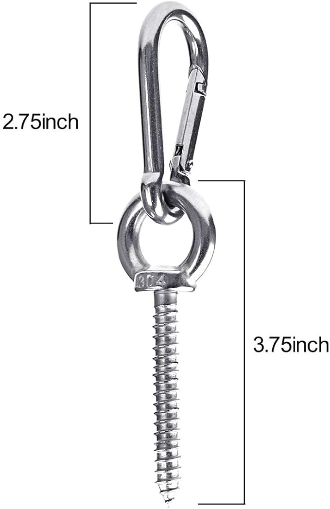 Hammock Hanging Kit, Load Capacity 1400 LBS, Stainless Steel Hooks Heavy Duty Carabiner Set for Hammock Yoga Swing Chair Hook for Indoor, Outdoor, Wall, Trees, Porch
