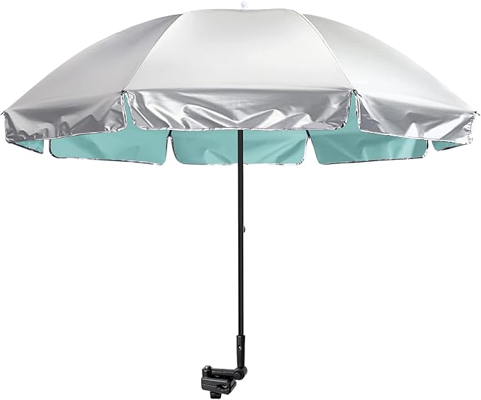 G4Free UPF 50+ Universal Clamp On Umbrella Adjustable Outdoor UV Protection Beach Chair Umbrella for Strollers, Wheelchairs, Patio Chairs, and Golf Carts