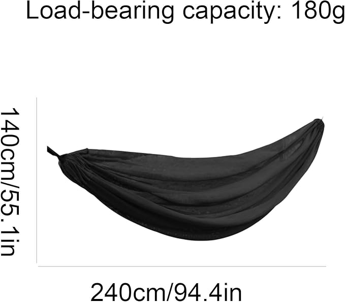 Portable Rayon Hammock Mesh Breathable Outdoor Travel Lightweight Tree Hanging Compact Easy to Install Hammock Comfortable(Black)