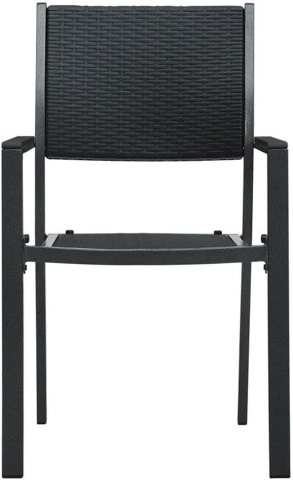 Afuera Living 3-Piece Powder-Coated Steel Garden Dining Set, Black Finish, Square Table with 2 Chairs, Rattan Texture, Lightweight and Portable, Comfortable Outdoor Patio Furniture for Terrace or