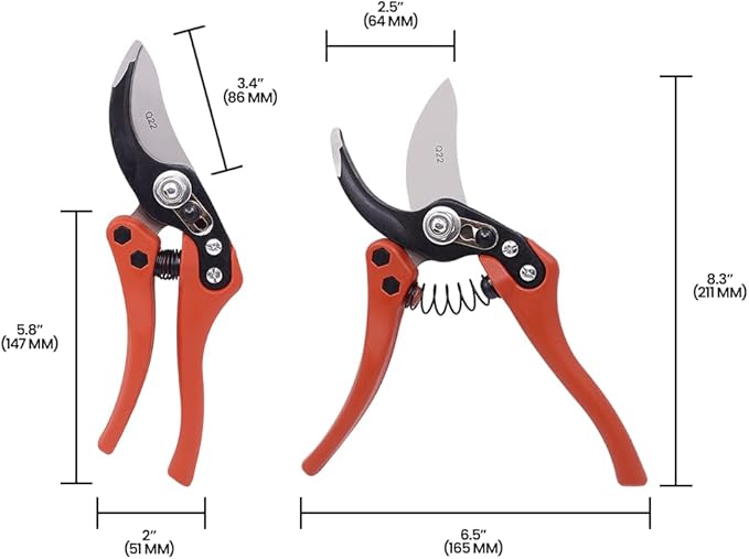 Zenport Q22-3PK of Pruners, Euro-Pro, Bypass, 9-inch, 1-inch Cut, 3-Pack