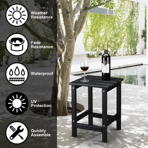 VINGLI Adirondack Side Table HPDE End Table Outdoor Indoor Table Weather Resistant Side Table for Living Room Bedroom Patio Garden Decor