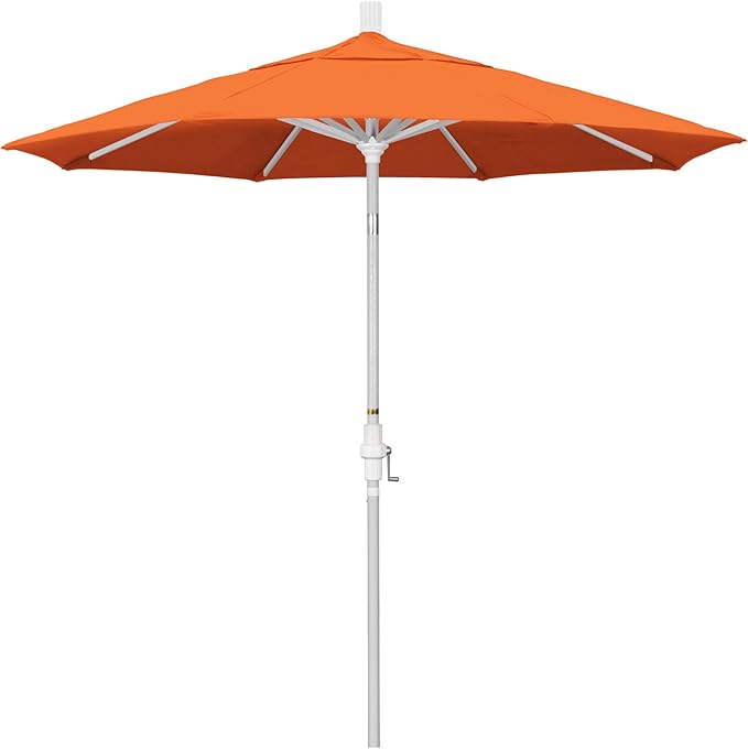 California Umbrella 7.5' Rd. Aluminum Patio Umbrella, Crank Lift, Collar Tilt, White