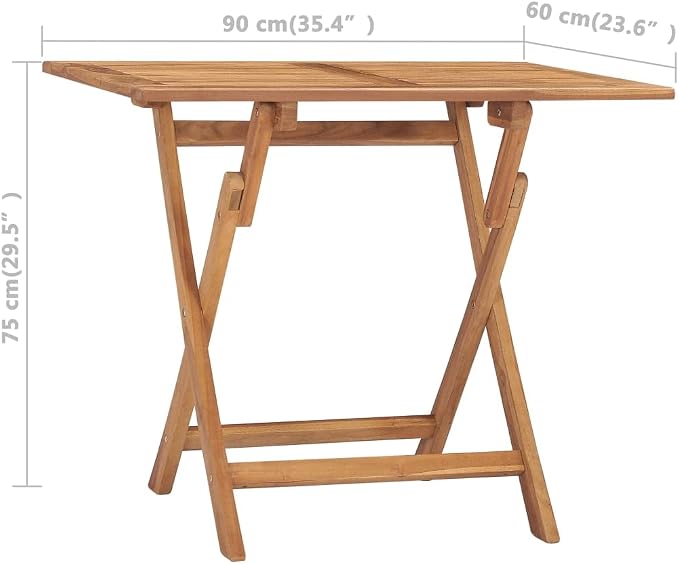 vidaXL Outdoor Dining Table, Folding Patio Table, Garden Table, Garden Furniture for Front Porch Deck Lawn Backyard, Farmhouse, Solid Teak Wood