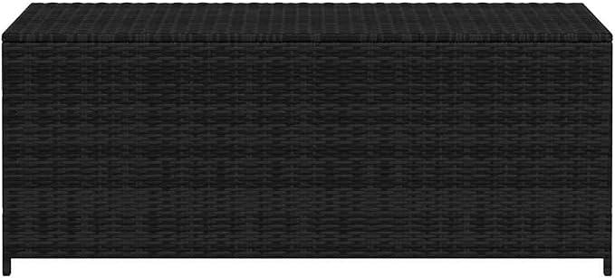 Outdoor Storage Box with Seat 59.1 Inch PE Rattan Deck Box for Patio Garden Pool Storage Bench with Powder Coated Steel Frame