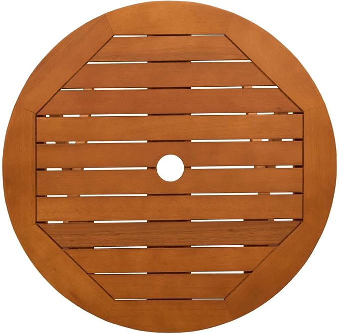 Folding Garden Table, 23.6-Inch Round Patio Bistro Table, Solid Eucalyptus Wood Outdoor Dining Table for Balcony, Deck, and Small Spaces, Brown