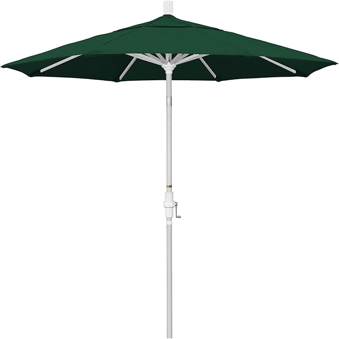 California Umbrella 7.5' Rd. Aluminum Patio Umbrella, Crank Lift, Collar Tilt, White