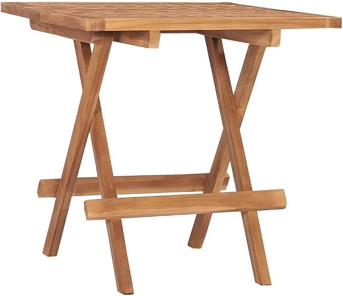 3-Piece Outdoor Dining Set, Solid Teak Wood Folding Bistro Set with 1 Square Table 2 Chairs and Cushions, Compact Patio Furniture for Balcony Garden and Terrace, Brown