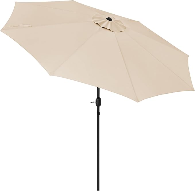 LUE BONA 10FT Patio Umbrella, Waterproof Outdoor Market Umbrella with Easy Crank & Tilt, Patio Table Umbrella for Deck Garden Backyard Pool, Tan