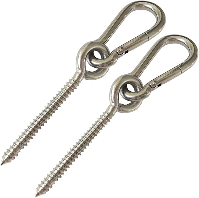 Hammock Hanging Kit, stainless steel hammock hardware by Load Capacity 1300lbs Hammock Eye Hook screws & Carabiners for Hanging Swing, Hammock, Tree, Indoor & Outdoor