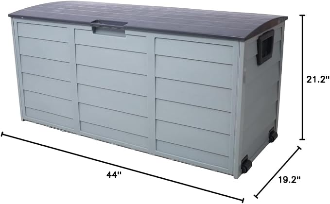75 Gallon Resin Deck Box – Outdoor Storage Box with Wheels, Waterproof & UV Resistant, Perfect for Patio Furniture Cushions, Garden Tools, and Backyard Organization
