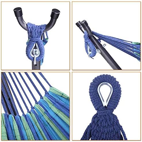 Hammock Set (Hammock Frame Small Color Bar) Natural Rope (Blue-Green bar)