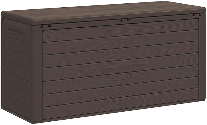 Polypropylene Patio Storage Chest Brown 45.7x17.3x21.7 Inches for Cushions Pillows Blankets Outdoor