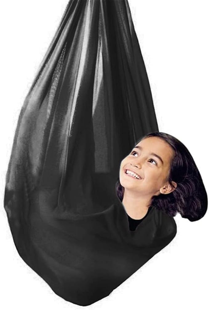 Sensory Swing for Adults Kids Indoor Outdoor Therapy Swing Calming Snuggle Hammock Durable Soft Strong Fabric Swing Great for Sensory Integration Stimulation (Color : Black, Size : 1M x 2.8M)