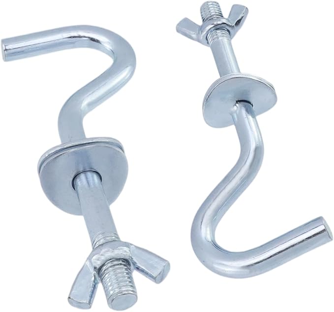 Wealrit 4 PCS Hammock Stand Hook Heavy Duty Hooks Hardware Kit, Hammock Replacement Hooks with Hand Thread Knobs Accessories for Patio, Garden, Swing Chair (4.72" Length) -Style 02