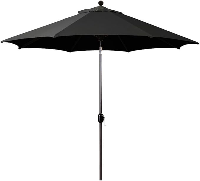 Galtech Deluxe Auto Tilt Market Umbrella, 9ft - Outdoor Patio, Deck, Pool, Backyard Stand Alone Umbrella - Octagon, Heavy Duty w/Black Frame & Sunbrella Fabric (Black)
