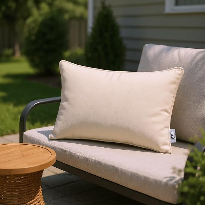 RSH DECOR Sunbrella 26" x 16" Lumbar Throw Pillows Set of 4 | Water and Fade-Resistant Performance Fabric | Outdoor Pillow Covers with Down-Alternative Inserts | Made in USA (Canvas Burgundy)