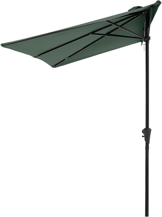 COBANA 7.5’by 4’Half Rectangular Outdoor Patio Umbrella for Patio, Balcony, Garden, Deck, Dark Green